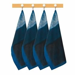 Set 4 Strofinacci Bianco E Verde Nel Blu Rothko Di Randi In Cotone Y398