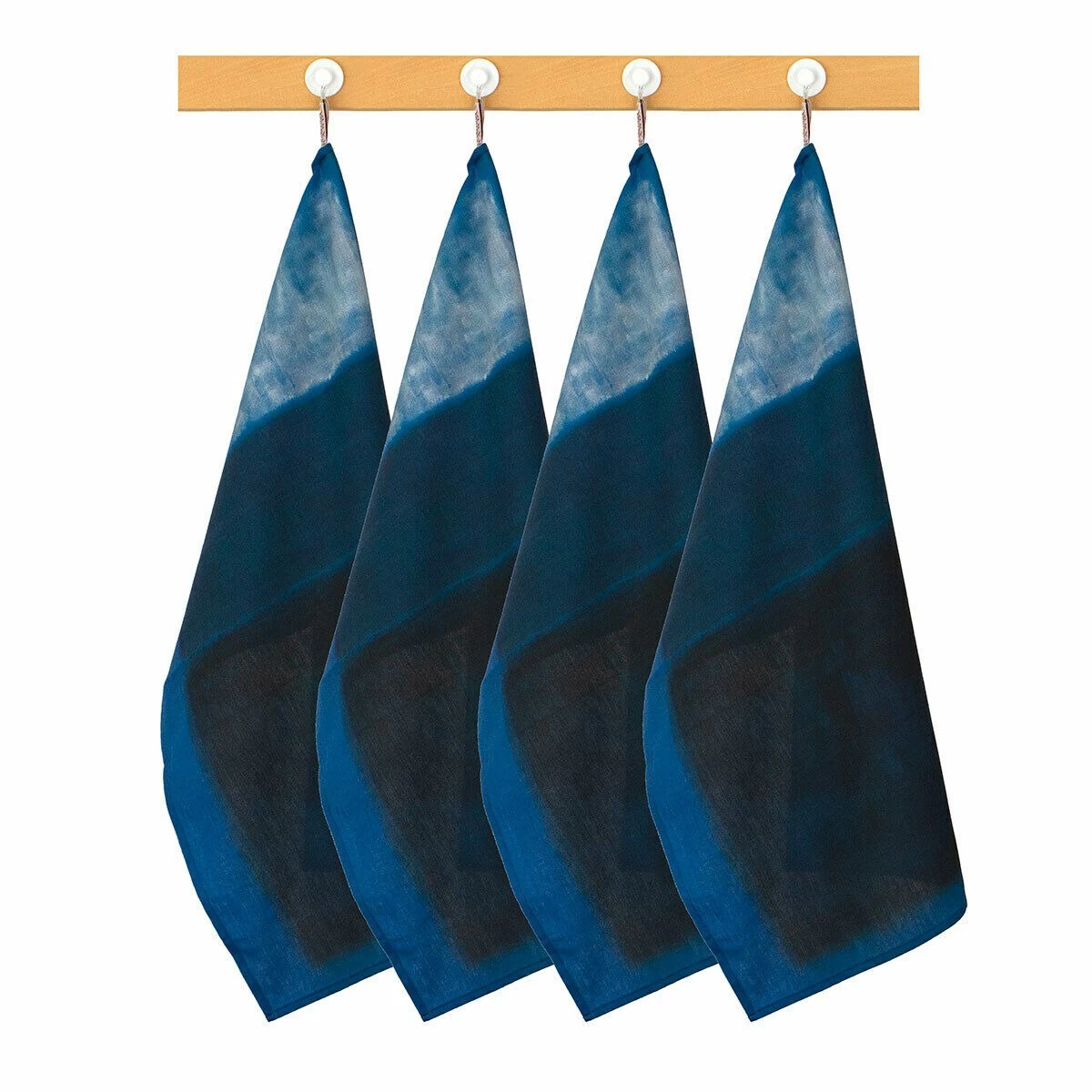 Set 4 Strofinacci Bianco E Verde Nel Blu Rothko Di Randi In Cotone Y398