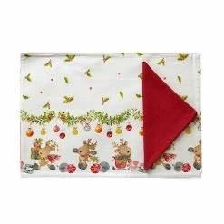 Set Tovaglietta + Tovagliolo Natalizio Ralphy In Puro Cotone Z861