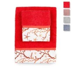 Set Asciugamani 1+1 Corallo Di Morbidissimi In Spugna K107