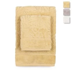 Set Asciugamani 1+1 Foglie Di Caleffi In Spugna J762