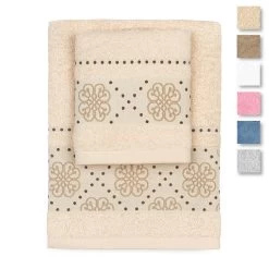 Set Asciugamani 1+1 Kepo Di Biancaluna In Spugna 450 Gr/mq J310