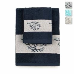 Set Asciugamani 1+1 Corallo In Spugna Fondo Colorato Y419