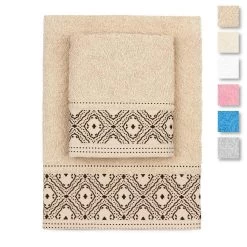 Set Asciugamani 1+1 Rumba Di Biancaluna In Spugna 450 Gr/mq J294