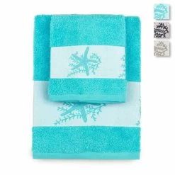 Set Asciugamani 1+1 Stella In Spugna Fondo Colorato Y610