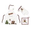 Set Grembiule + Guanto + Presina Natalizio Santa Claus In Puro Cotone Z853