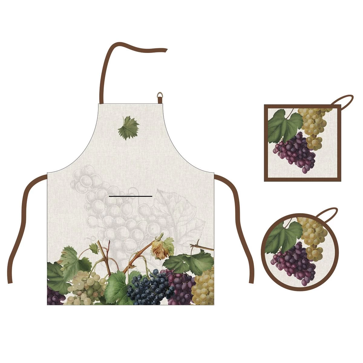 Set Grembiule + Presine Vigna In Puro Cotone Con Stampa Digitale W487 - immagine 2