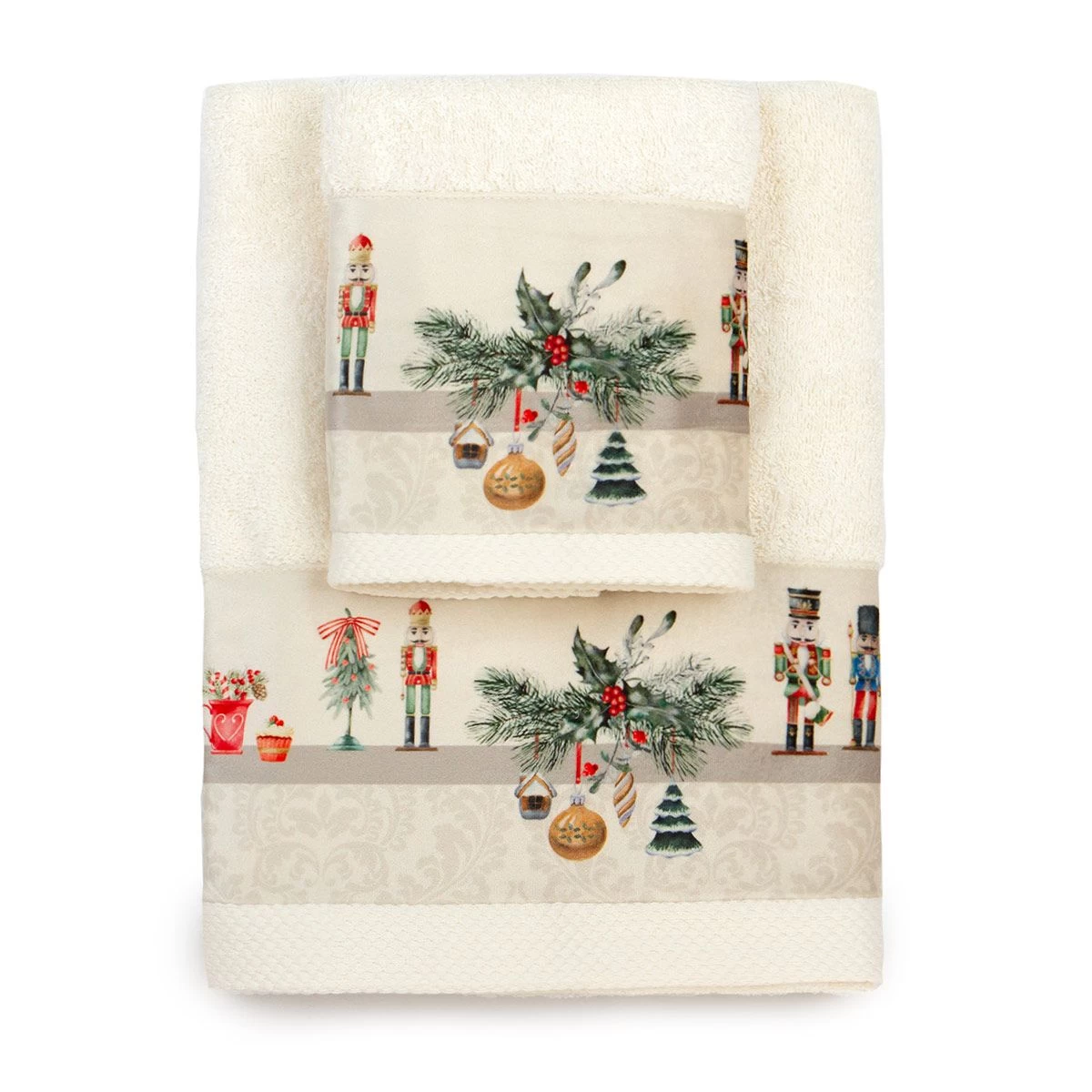 Set Natalizio Asciugamani 1+1 Schiaccianoci Di Casa Anversa In Spugna X199 - immagine 3