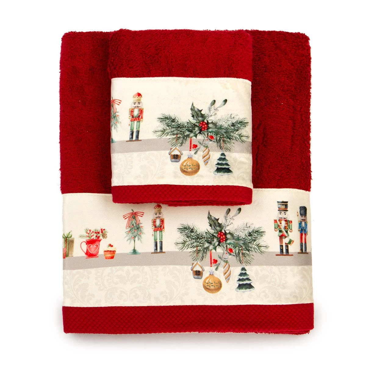 Set Natalizio Asciugamani 1+1 Schiaccianoci Di Casa Anversa In Spugna X199 - immagine 2