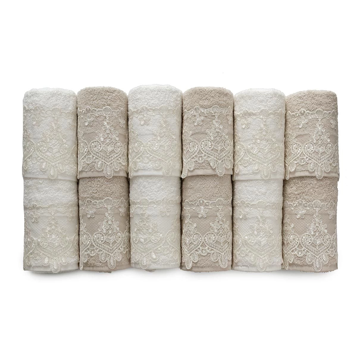 Set 6+6 Asciugamani+Ospiti Di Renato Balestra Art. Noemi Spugna Con Pizzo Q253