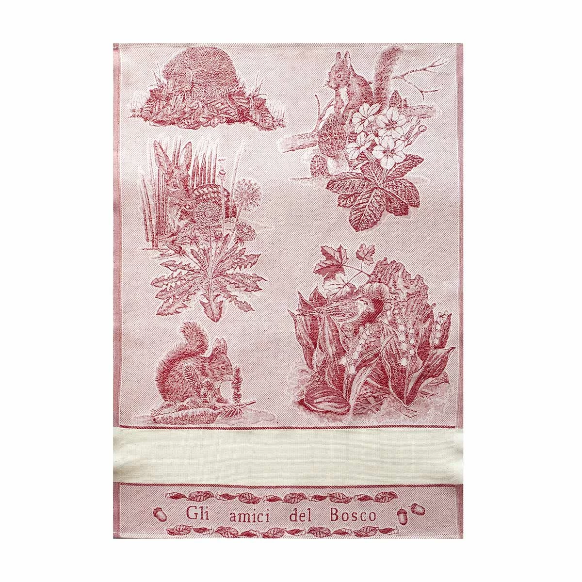 Strofinaccio Cucina Asciugapiatti Amici Del Bosco In Lino E Cotone Z340 - immagine 2