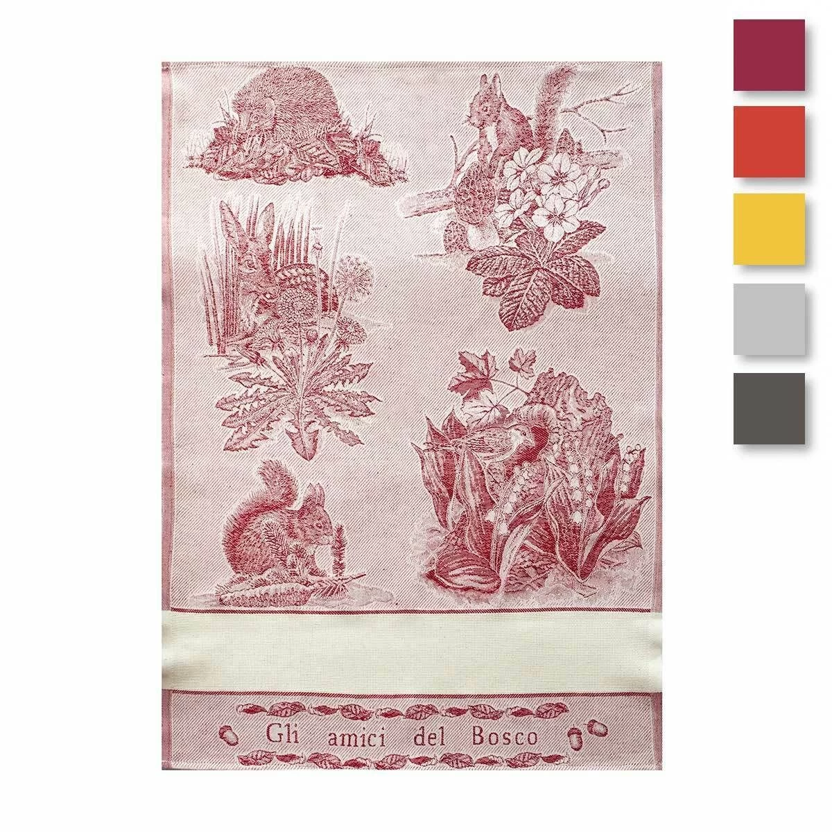 Strofinaccio Cucina Asciugapiatti Amici Del Bosco In Lino E Cotone Z340