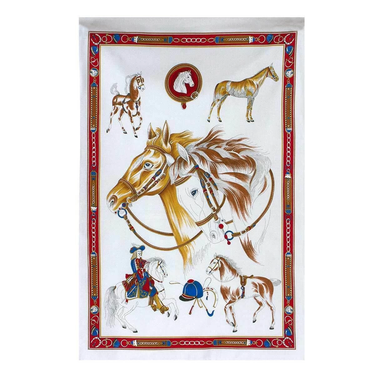 Strofinaccio Cucina Asciugapiatti Horses In Puro Cotone V429