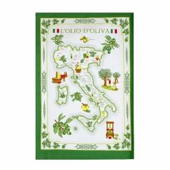 Strofinaccio Cucina Asciugapiatti Olio D'Oliva In Puro Cotone V095