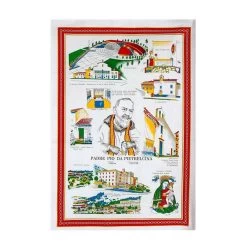 Strofinaccio Cucina Asciugapiatti Padre Pio In Puro Cotone V090