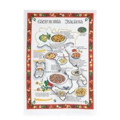 Strofinaccio Cucina Asciugapiatti Gastronomia Italiana In Puro Cotone U060