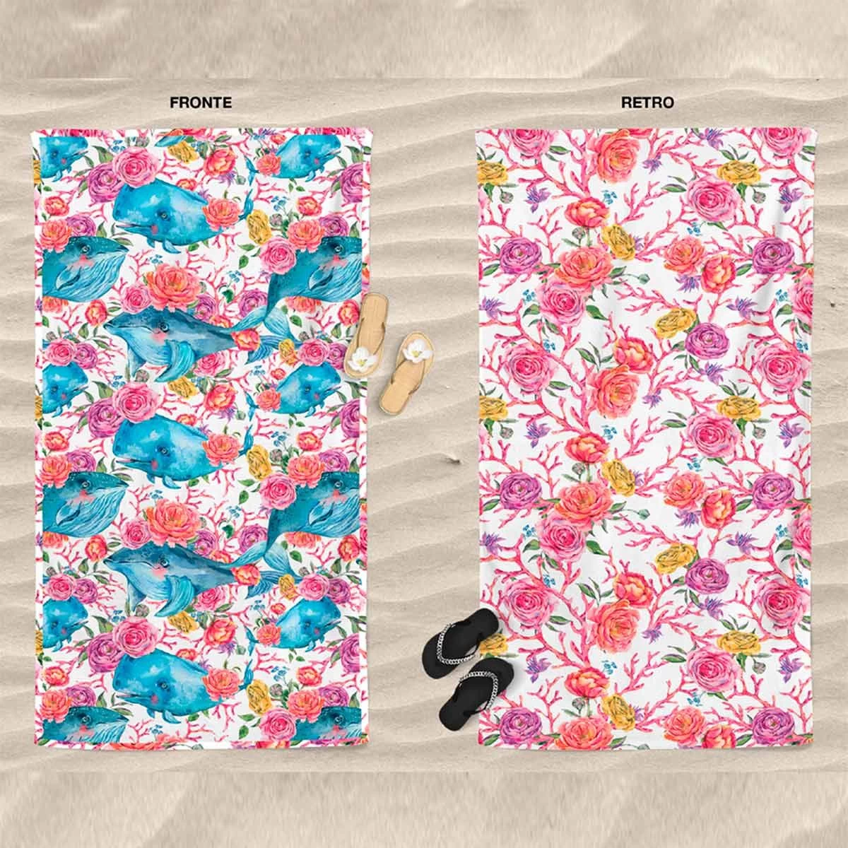 Telo Mare Blue Whale Daunex In Microfibra Con Borsa Y370 - immagine 2