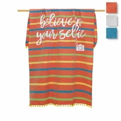 Telo Mare Pareo Fouta Believe In Your Selfie Di Pompea Con Pochette Z105