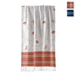 Telo Mare Pareo Fouta Baleari In Cotone Con Frange K131