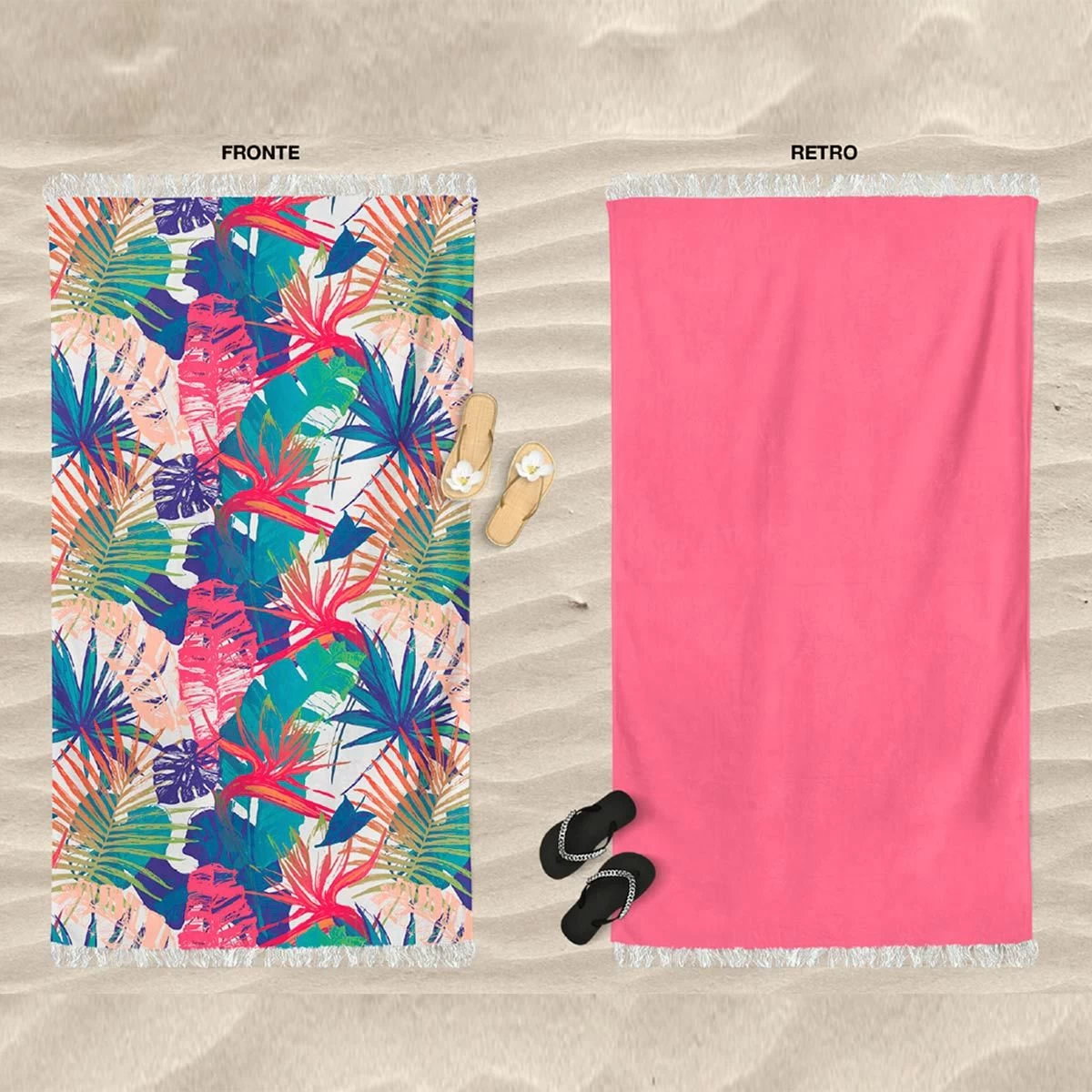 Telo Mare Plant Life Daunex In Microspugna Con Frange Y569 - immagine 2