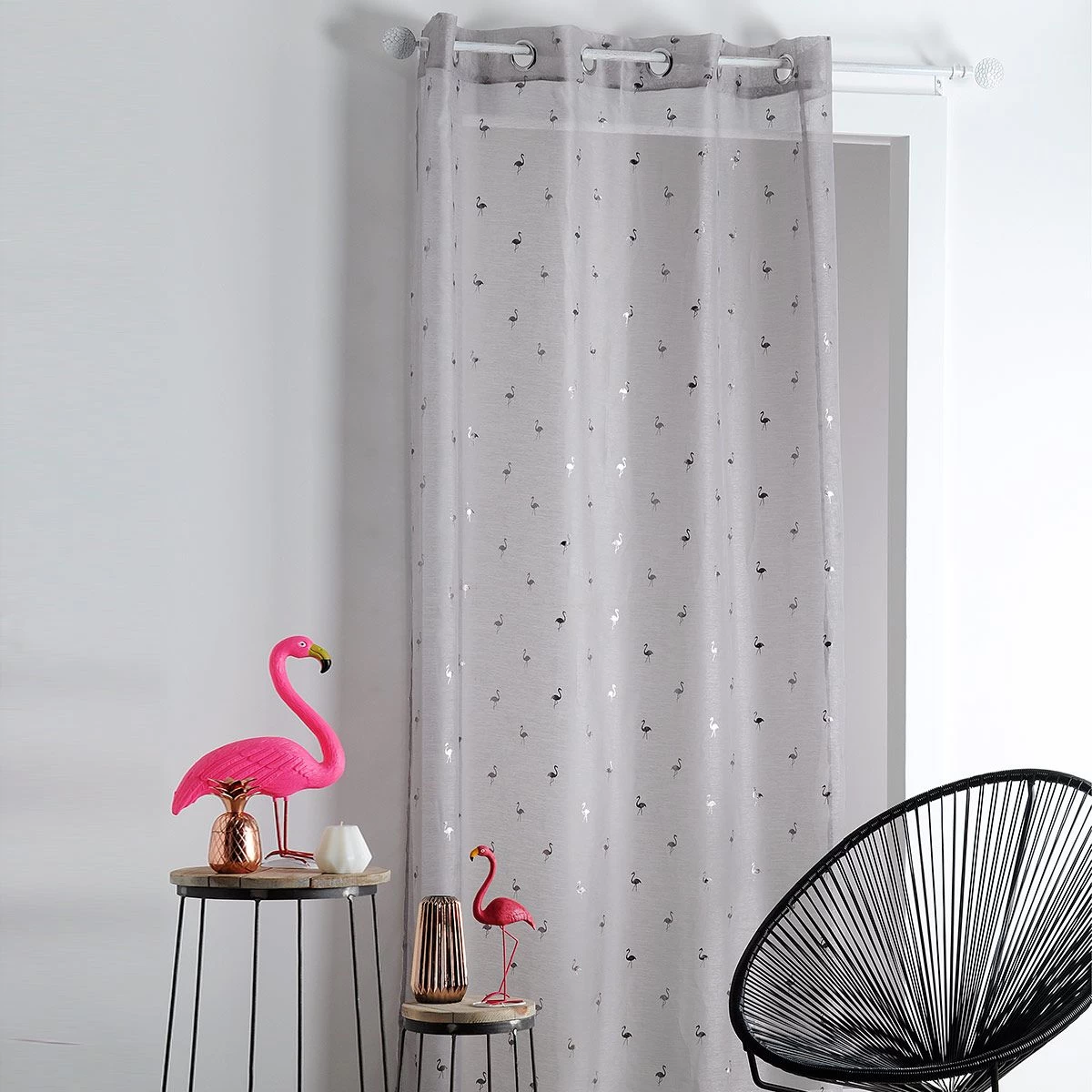 Tenda Arredo Fenicotteri Flami Con Borchie 140x260 Cm T983 - immagine 2