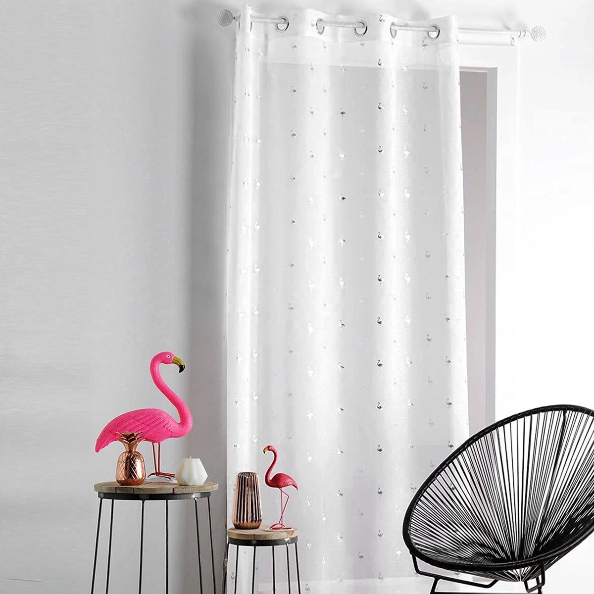 Tenda Arredo Fenicotteri Flami Con Borchie 140x260 Cm T983 - immagine 4