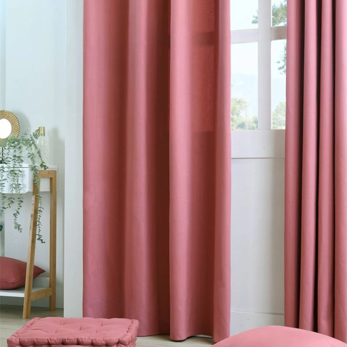 Tenda Arredo Coprente Oxford Tinta Unita Con Borchie 140x260 Cm K414 - immagine 3