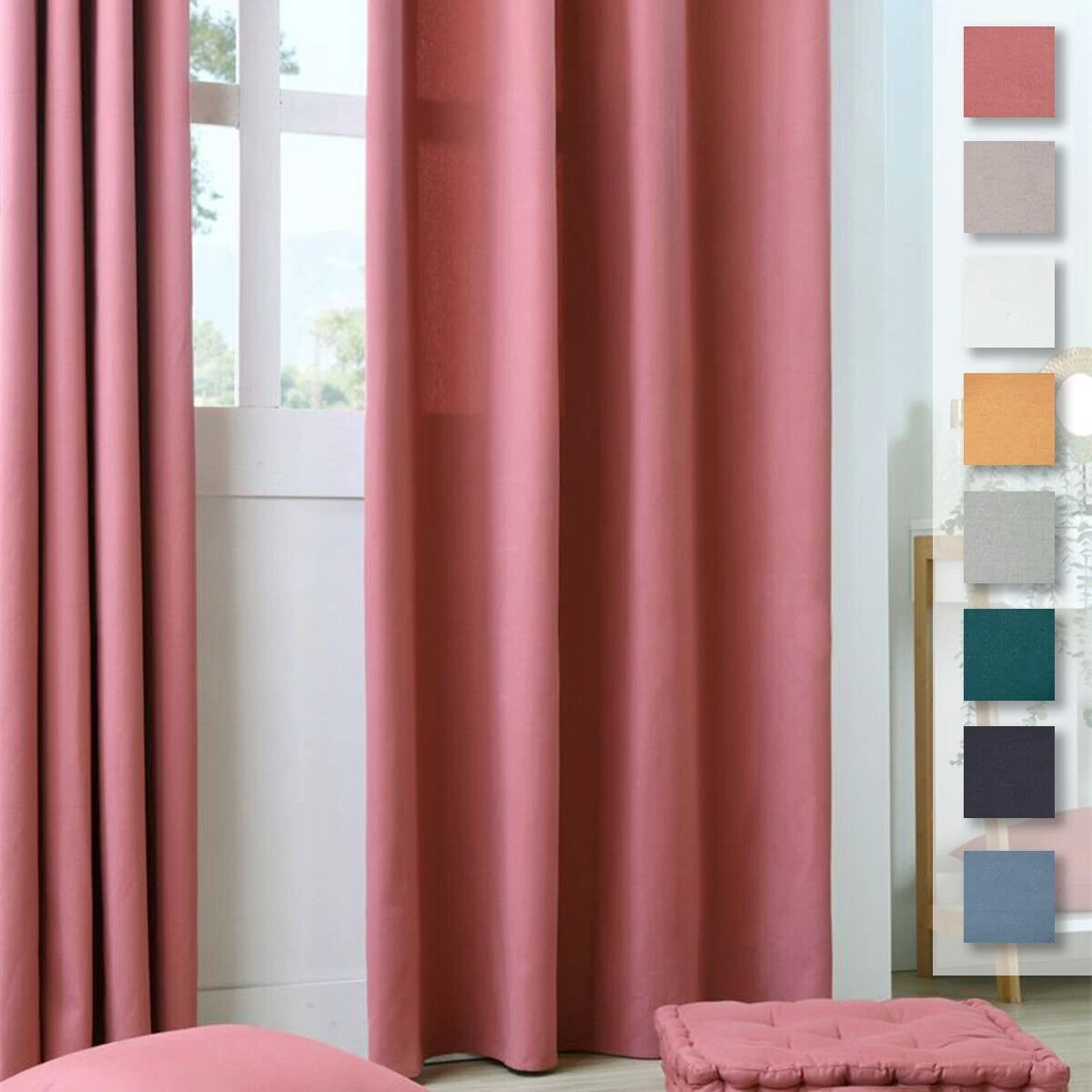 Tenda Arredo Coprente Oxford Tinta Unita Con Borchie 140x260 Cm K414