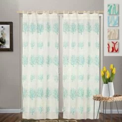 Tenda Arredo Sardegna Con Lacci Fondo Chiaro 140x290 Cm W165