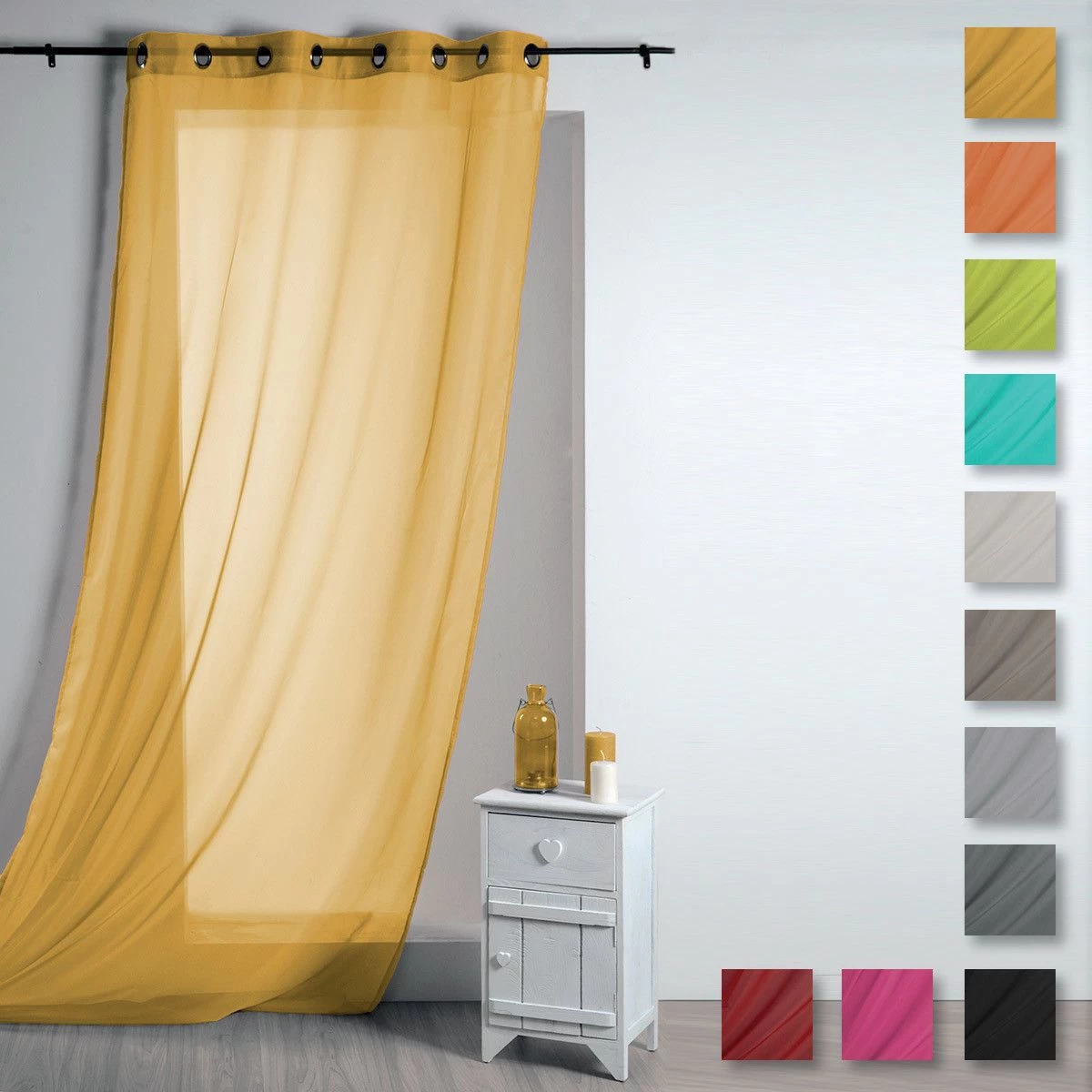 Tenda Arredo Con Borchie Lisa Semitrasparente 135x260 Cm R711