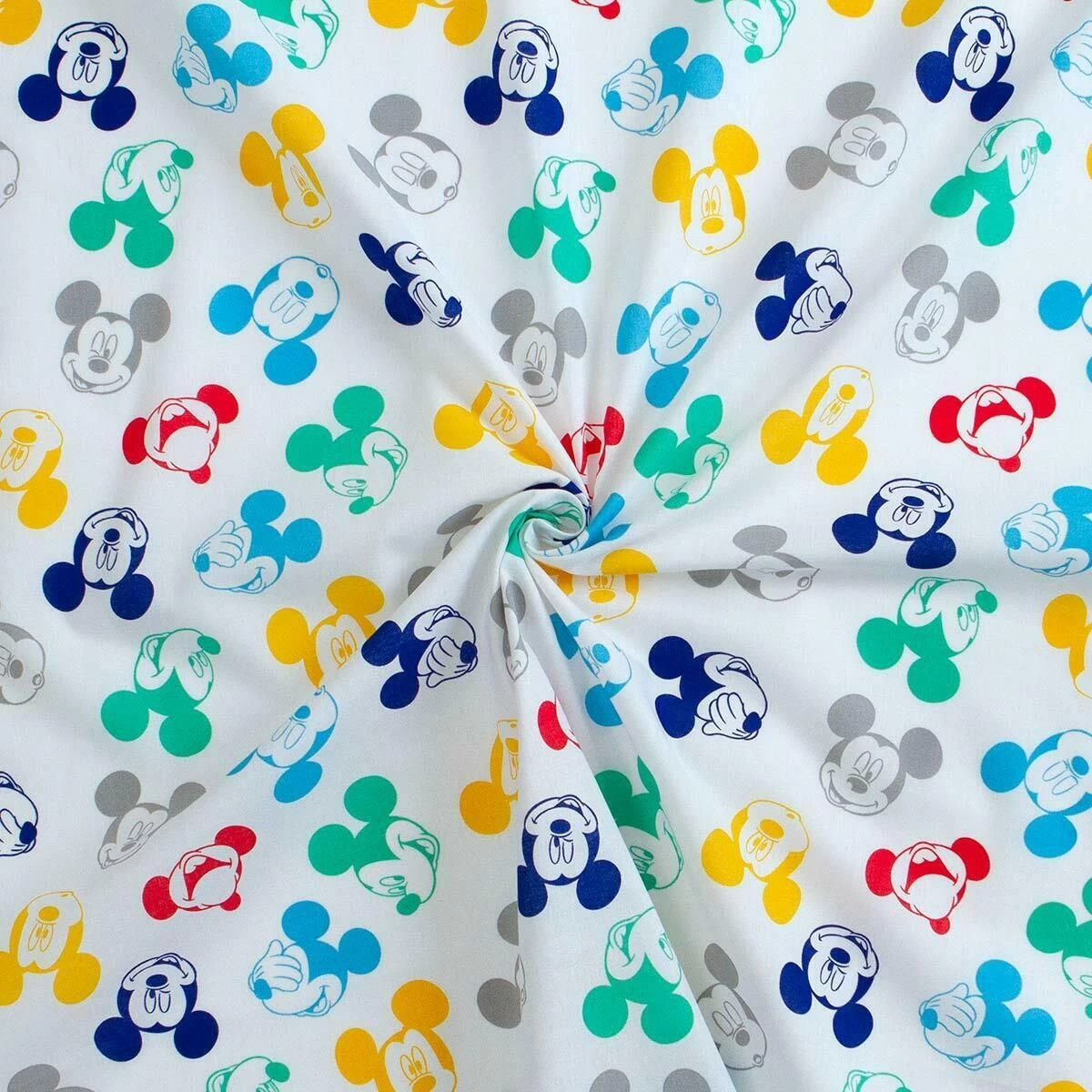 Tessuto Cotone Al Metro Topolino Disney Altezza 150 Cm W329