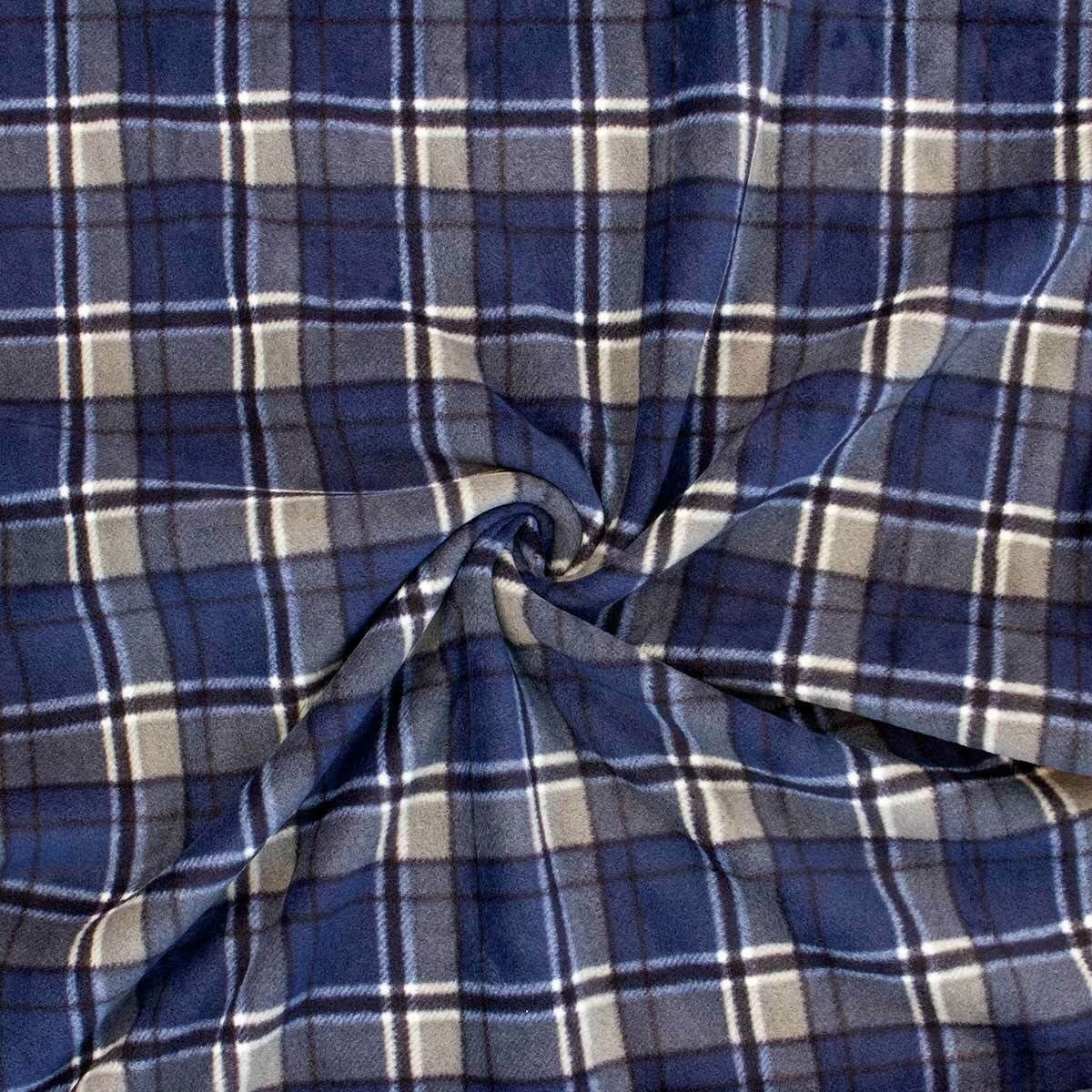 Tessuto Pile Al Metro Tartan Blu Altezza 150 Cm W343