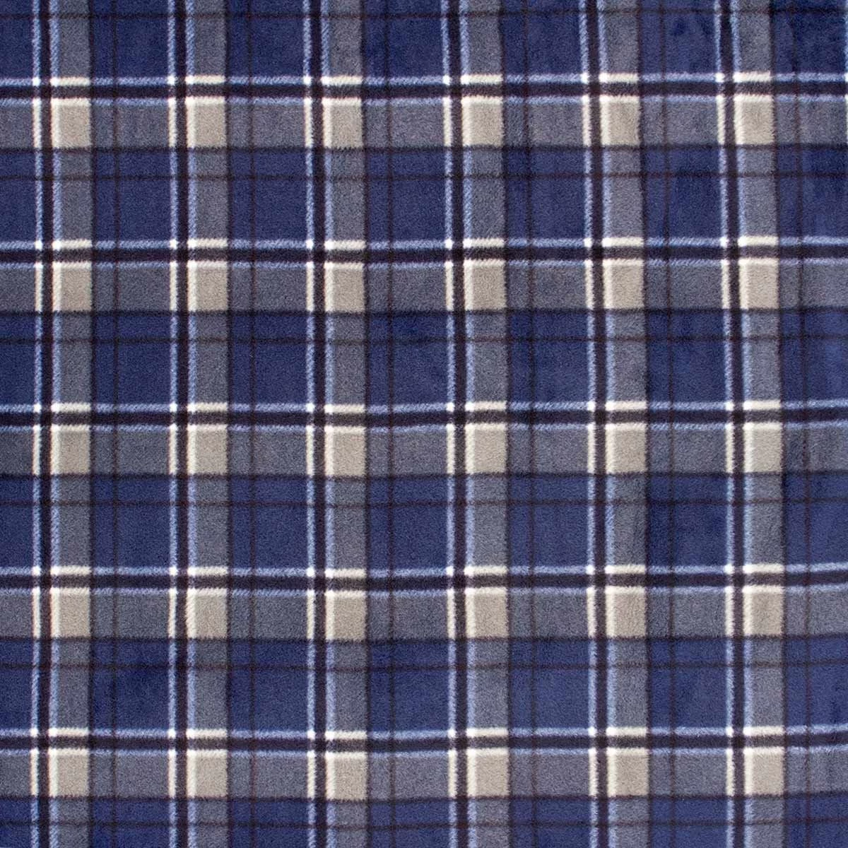 Tessuto Pile Al Metro Tartan Blu Altezza 150 Cm W343 - immagine 2