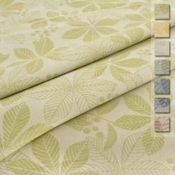 Tessuto Al Metro Per Tovaglie Foglie In Misto Lino Altezza 180 Cm W275