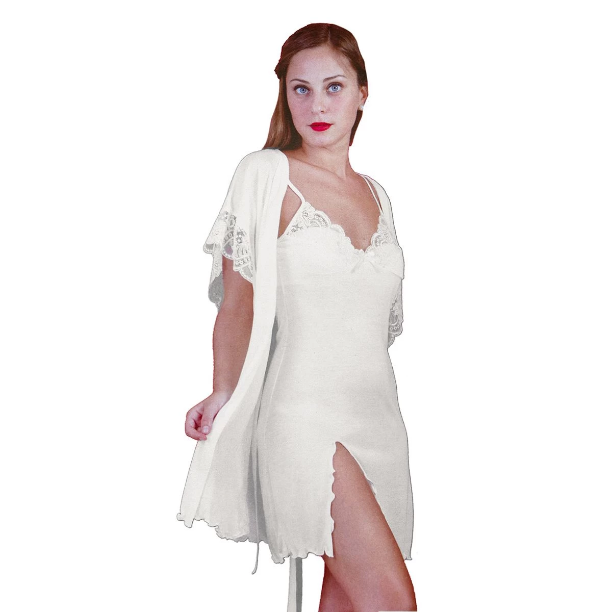 Vestaglia Donna Sposa Lavanda Di Toscana Lingerie In Raso Z383 - immagine 2